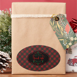 Pegatina Ovalada Navidad de Kerr Modern Scottish Tartan