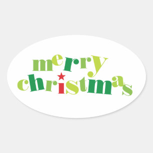 Pegatina Ovalada navidad navideña tipografía moderna