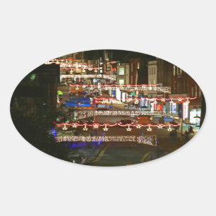 Pegatina Ovalada Navidades alumbran a Guildford