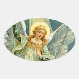 Pegatina Ovalada Navidades Angel