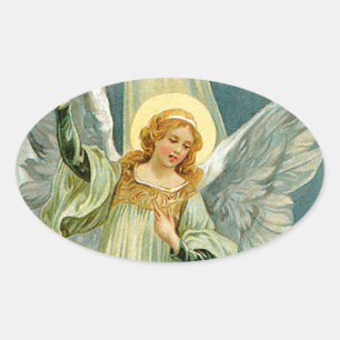 Pegatina Ovalada Navidades Angel