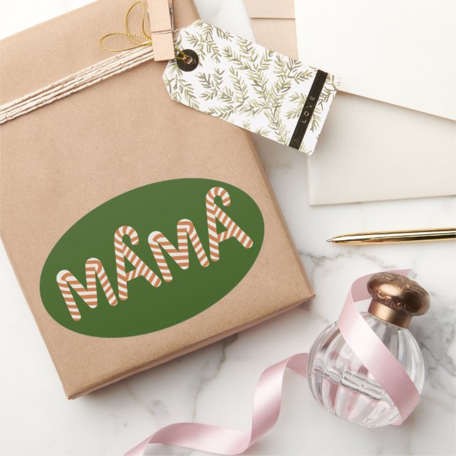 Pegatina Ovalada Navidades Árbol de torta Mamá Dulce Familia Funny (Regalar)