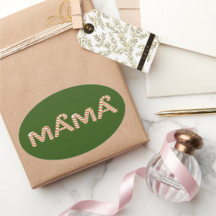 Pegatina Ovalada Navidades Árbol de torta Mamá Dulce Familia Funny