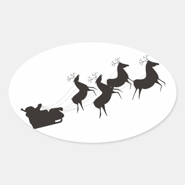 Pegatina Ovalada Navidades blancos negros simples (Anverso)