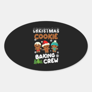 Pegatina Ovalada Navidades Cookie Baking Crew Navidades Gracioso Re
