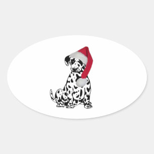 Pegatina Ovalada Navidades Dalmatian