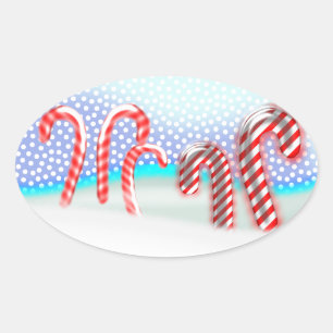 Pegatina Ovalada Navidades de Candy Cane Forest