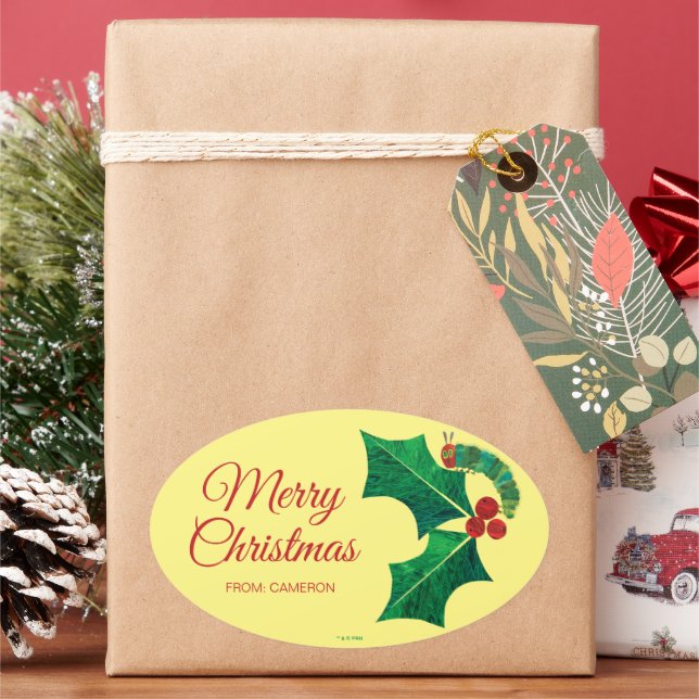 Pegatina Ovalada Navidades de Eric Carle Caterpillar (Vacaciones)