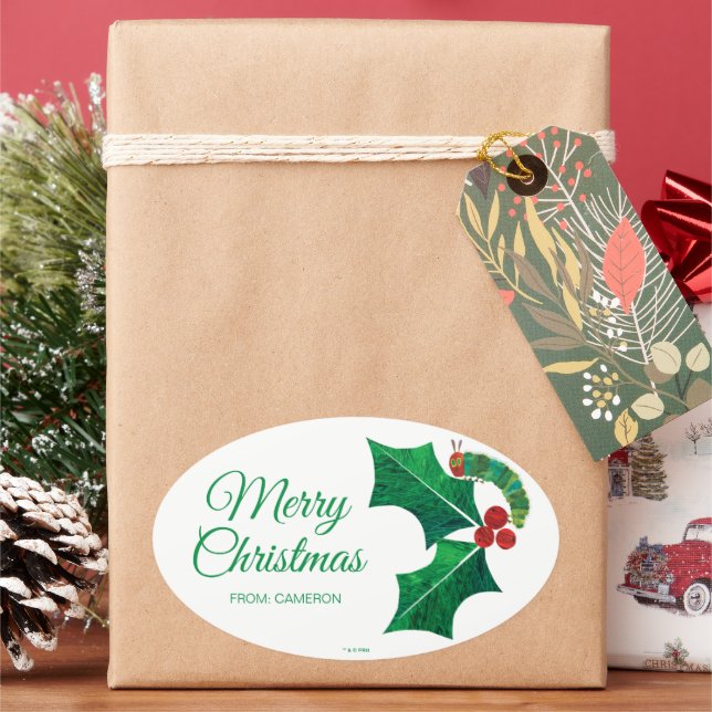 Pegatina Ovalada Navidades de Eric Carle Caterpillar (Vacaciones)