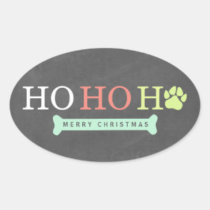 Pegatina Ovalada Navidades de impresión Ho Ho Paw Paw - Multi