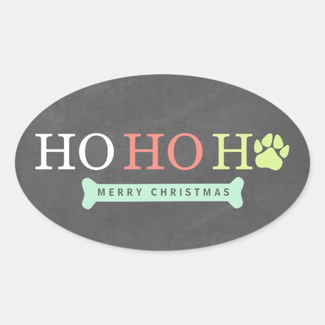 Pegatina Ovalada Navidades de impresión Ho Ho Paw Paw - Multi (Anverso)