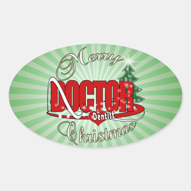 PEGATINA OVALADA NAVIDADES DENTIST MÉDICA (Anverso)