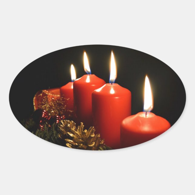 Pegatina Ovalada Navidades emiten velas (Anverso)