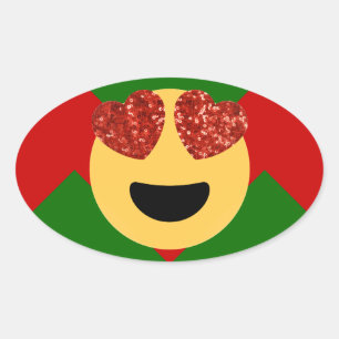 Pegatina Ovalada navidades emoji del ojo del corazón