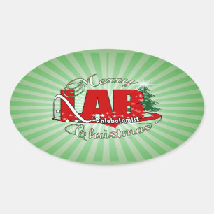 PEGATINA OVALADA NAVIDADES FLEBOTOMISTAS DE LAB