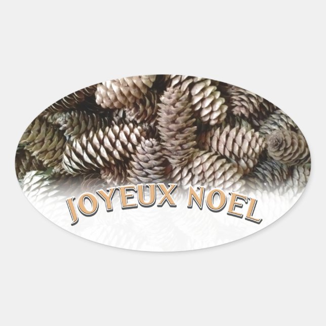 Pegatina Ovalada Navidades Joyeux Noel Holiday Pine Cone (Anverso)