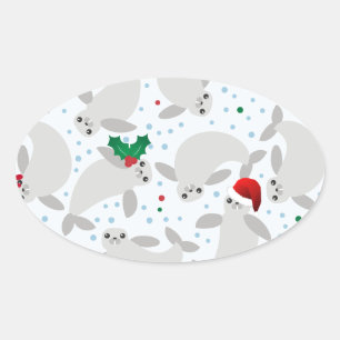 Pegatina Ovalada navidades manatee