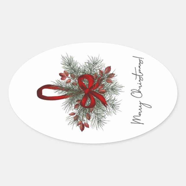 Pegatina Ovalada Navidades Pine con el Ojo Rojo (Anverso)