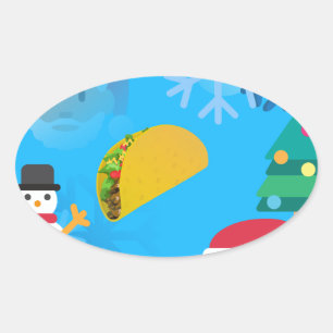 Pegatina Ovalada navidades taco emoji