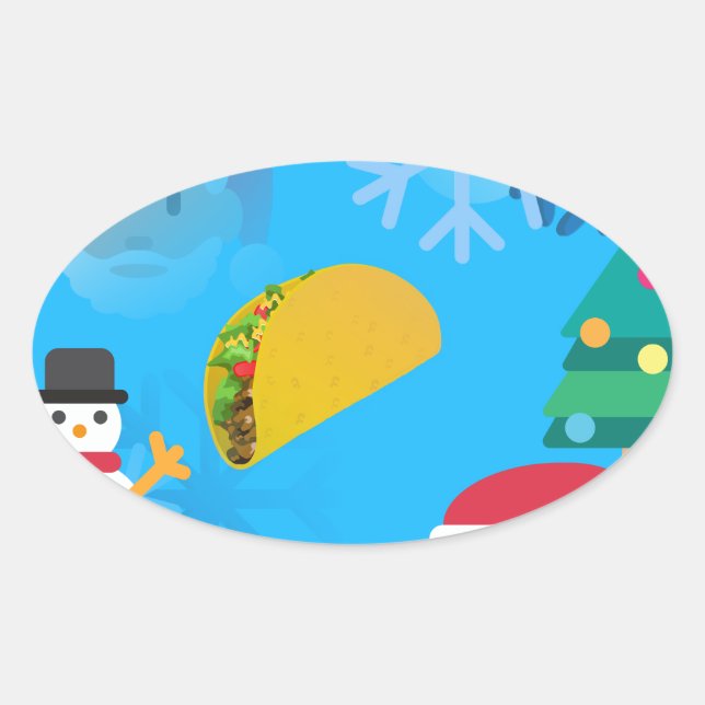Pegatina Ovalada navidades taco emoji (Anverso)