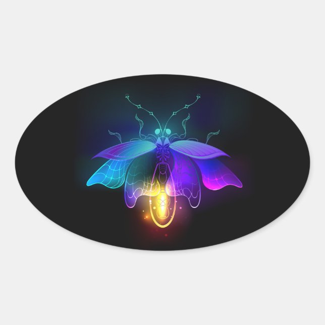 Pegatina Ovalada Neon Firefly en negro (Anverso)