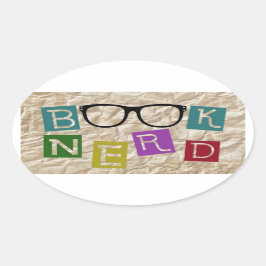 Pegatina Ovalada Nerd del libro