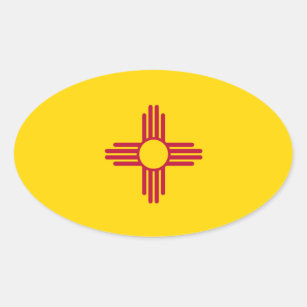Pegatina Ovalada New México * óvalo del Euro-estilo de la bandera