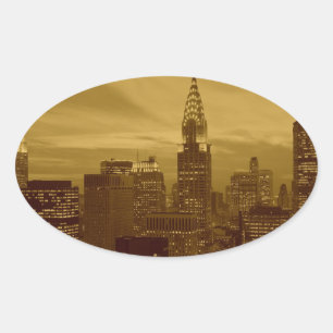 Pegatina Ovalada New York Manhattan