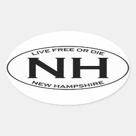 Pegatina Ovalada NH - Nuevo Hampshire