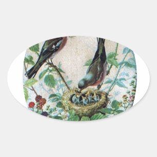 Pegatina Ovalada Nido de alegría: El amor de la familia por el jove