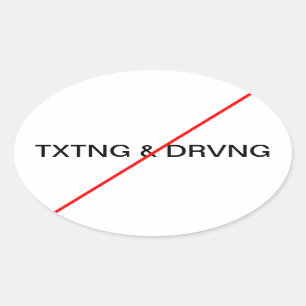Pegatina Ovalada Ningún Texting y conducción