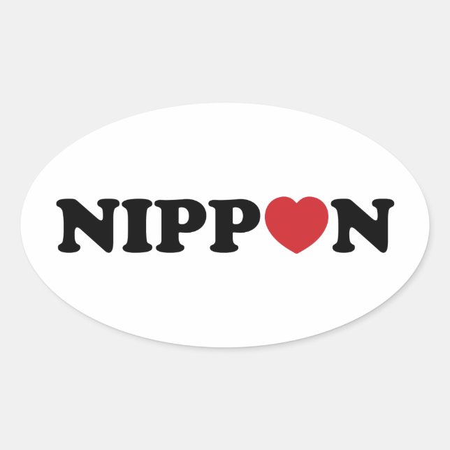 Pegatina Ovalada Nippon Love Heart (Anverso)