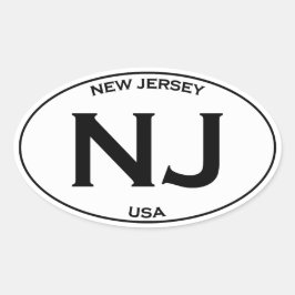 Pegatina Ovalada NJ - Logo del Oval de New Jersey USA