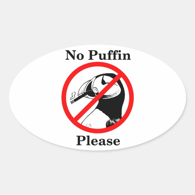 Pegatina Ovalada No hay Puffin, por favor (Anverso)