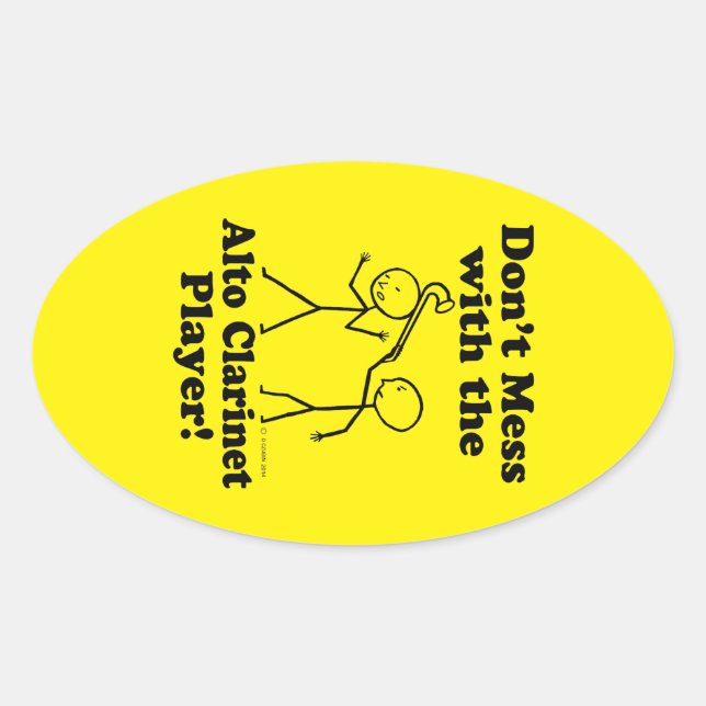 Pegatina Ovalada No te metas con el jugador de alto Clarinet Oval S (Anverso)