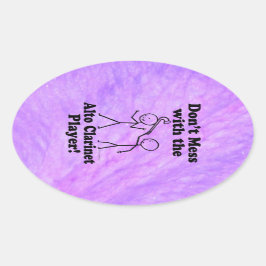 Pegatina Ovalada No te metas con el jugador de alto Clarinet Oval S