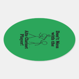 Pegatina Ovalada No te metas con el jugador de alto Clarinet Oval S