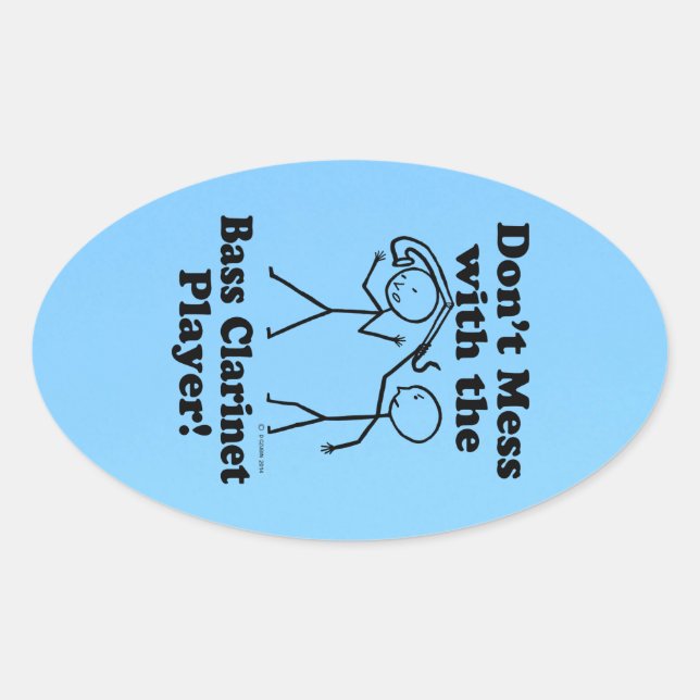 Pegatina Ovalada No te metas con el negro jugador de Clarinet Oval  (Anverso)