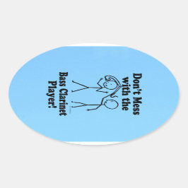 Pegatina Ovalada No te metas con el negro jugador de Clarinet Oval 