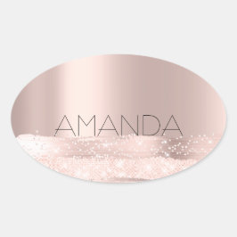 Pegatina Ovalada Nombrar 16.ª Rosa de chispa Nodal de Iniciales Rub