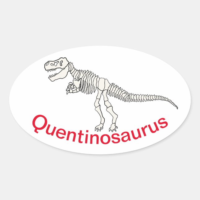 Pegatina Ovalada Nombre de dinosaurio personalizado (Anverso)