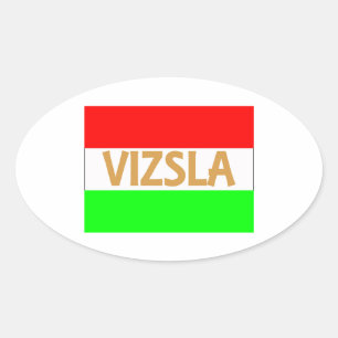Pegatina Ovalada nombre de vizsla en Hungary-Flag.jpg