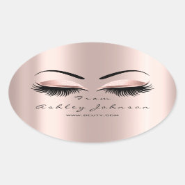 Pegatina Ovalada Nombre Gracias Belleza Purpurina Lash Makeup Artis