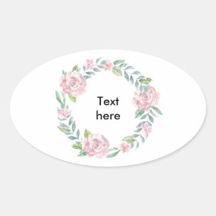 Pegatina Ovalada Nombre o texto personalizable de rosa rosa rosa ro
