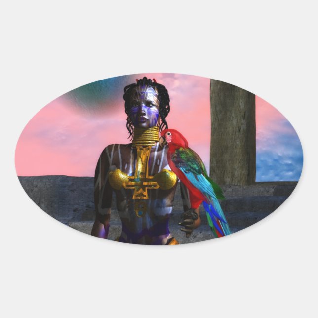 PEGATINA OVALADA NORA CYBER WARRIOR (Anverso)