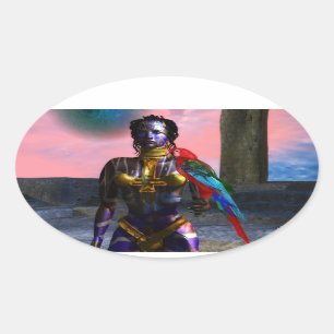 PEGATINA OVALADA NORA CYBER WARRIOR