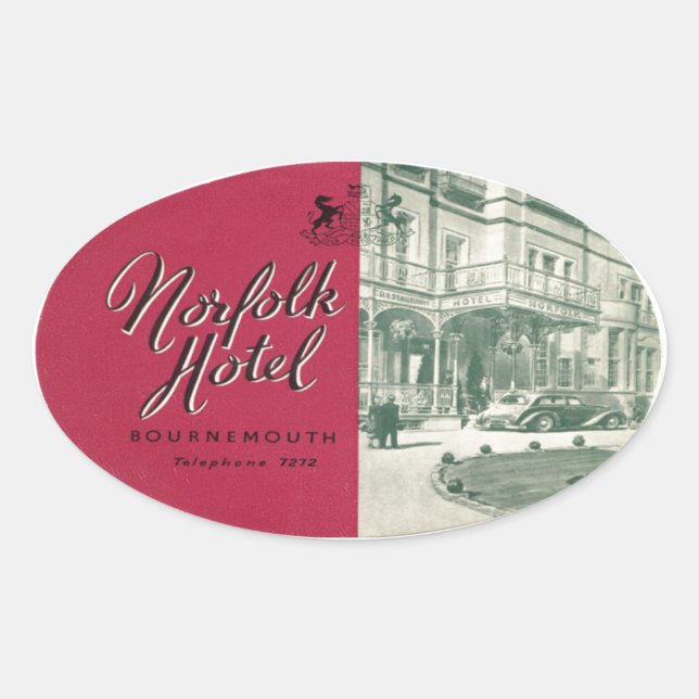 Pegatina Ovalada Norfolk Hotel Bournemouth (Anverso)