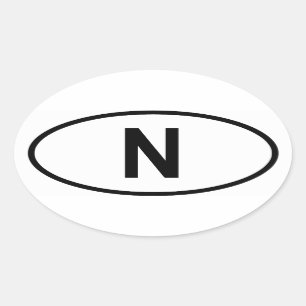 Pegatina Ovalada Noruega "N"