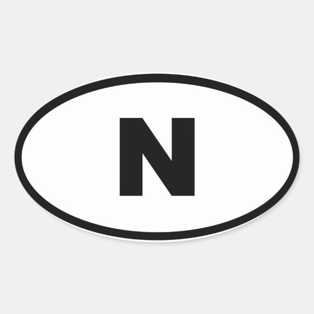 Pegatina Ovalada Noruega N Europeo (Anverso)