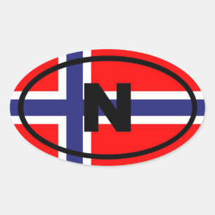 Pegatina Ovalada Noruega N Europeo